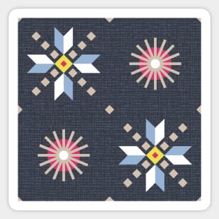 Geometric retro stars on dark blue, seamless pattern Sticker